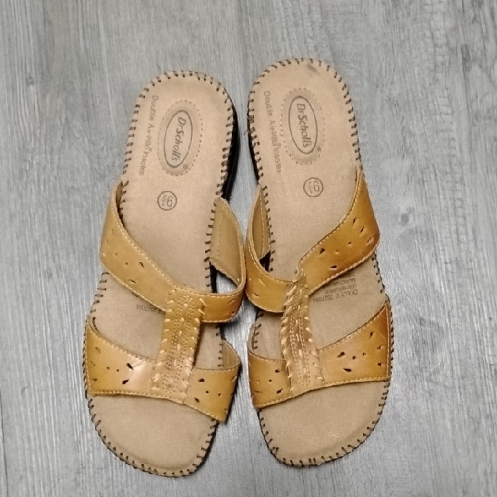 Dr. Scholl's Tan Perforated Slide Sandals
